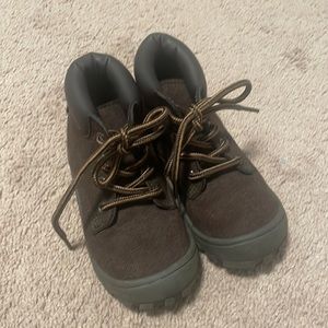 Dark brown high top boots